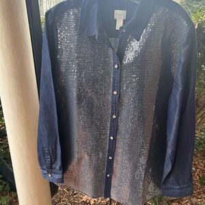 Chico's Dark Blue Denim Shirt